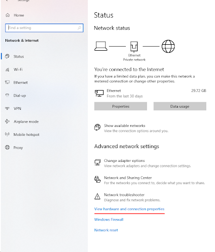 Press Network setting