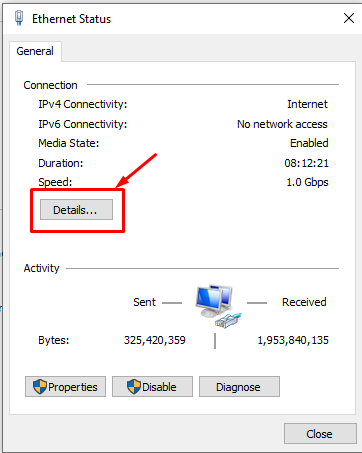 view ethernet status