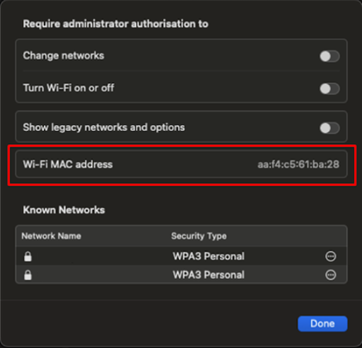 Find WIFI MAC address